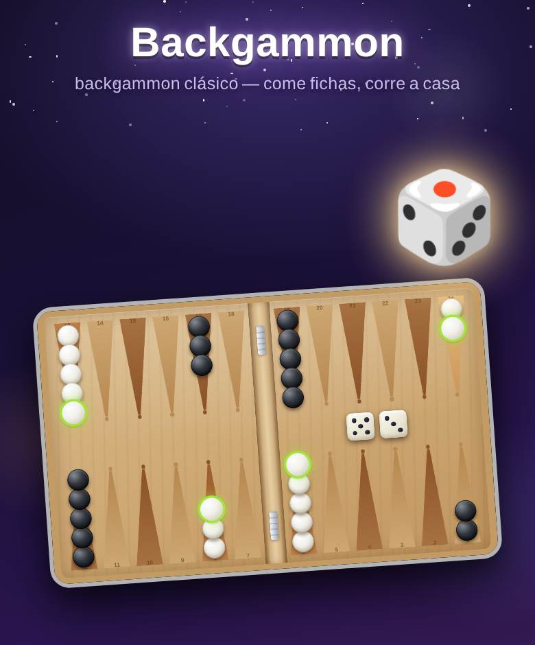 Backgammon — captura del juego en playparty.live
